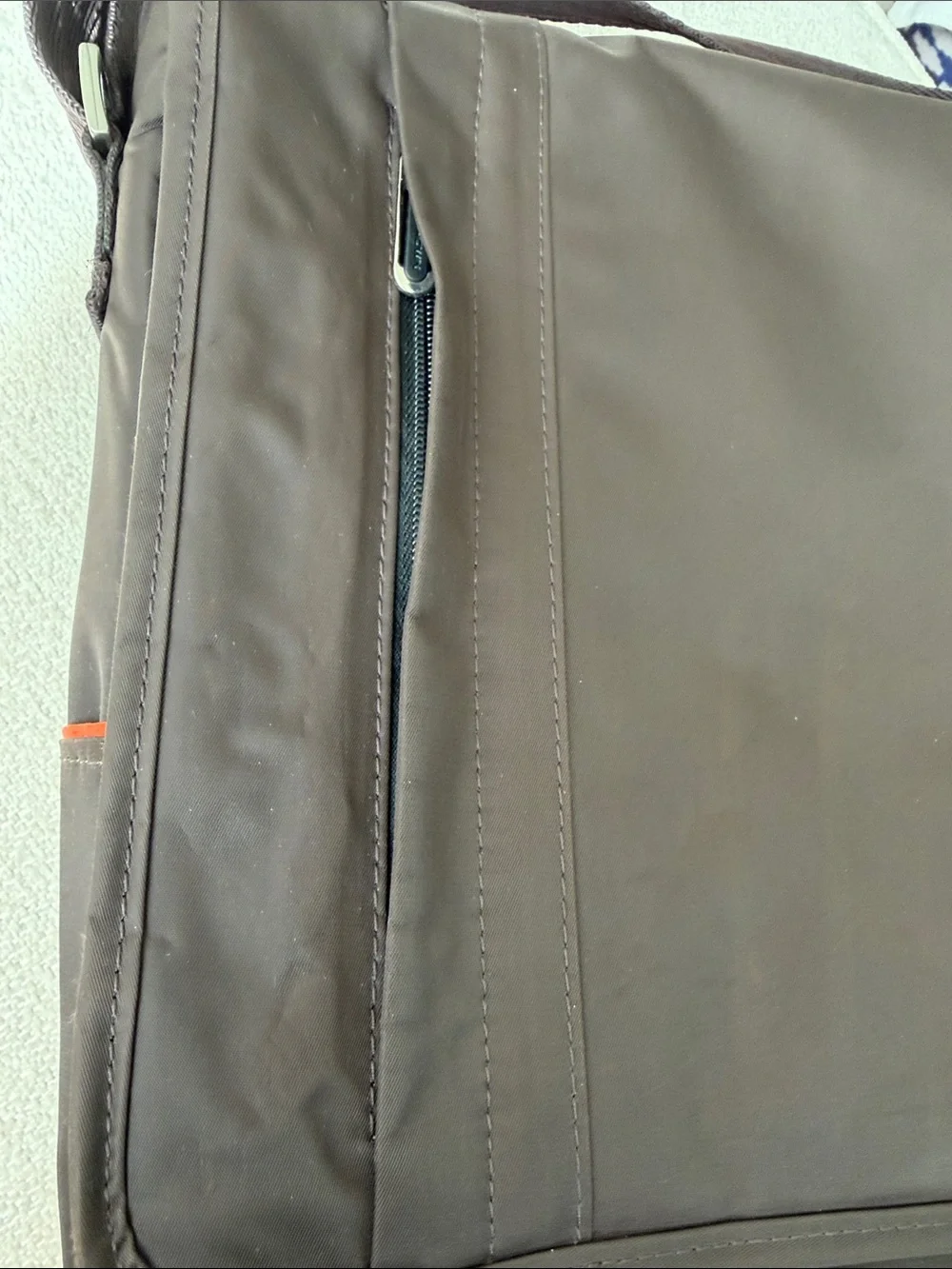 Brown Men's Messenger Bag with Crown Accent